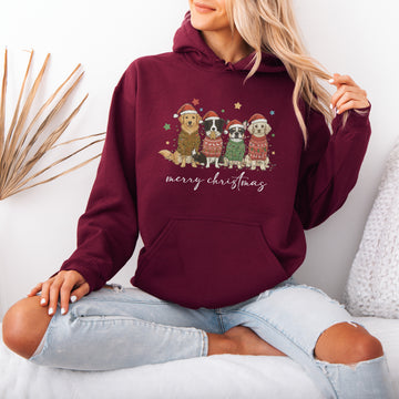 Merry Christmas Dogs Hoodie – Cute Holiday Puppy Hooded Sweatshirt for Dog Lovers