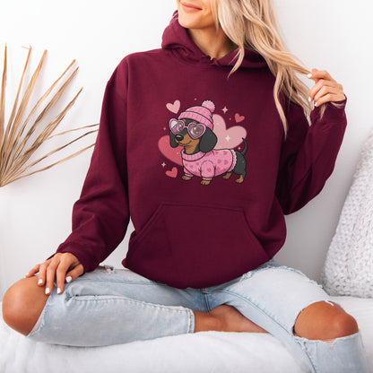 Cute Valentine Dachshund Dog Mom Hoodie