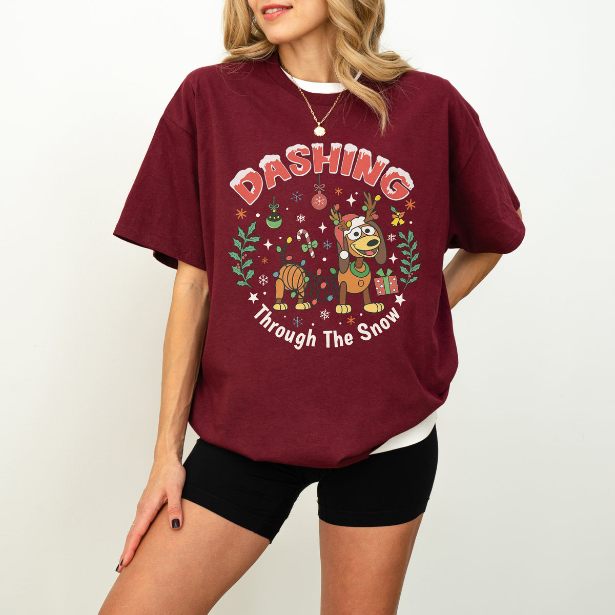 Dashing Through The Snow Slinky Dog Christmas Shirt