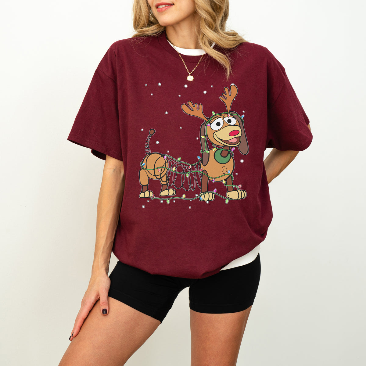 Reindeer Lights Dachshund Christmas Shirt – String Lights Pup