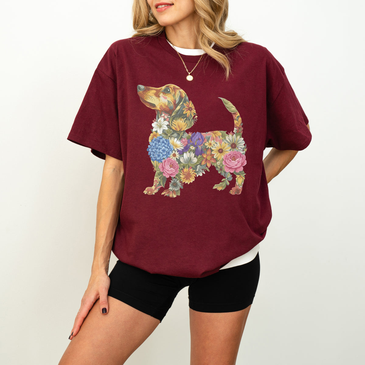 Floral Dachshund Shirt – Cute Dog Mom Gift for Dachshund Lovers