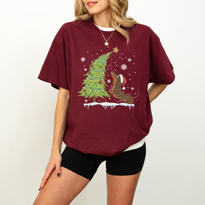 Dachshund Reaching for the Star Christmas Shirt