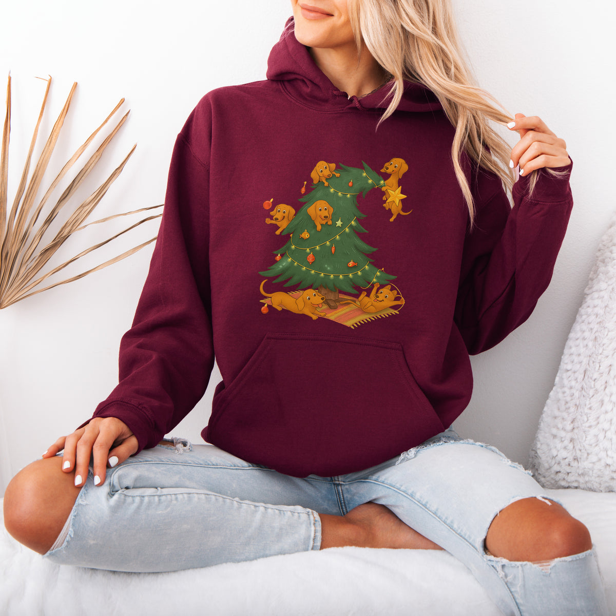 Dachshund Christmas Tree Hoodie – Cute Sausage Dog Holiday Gift