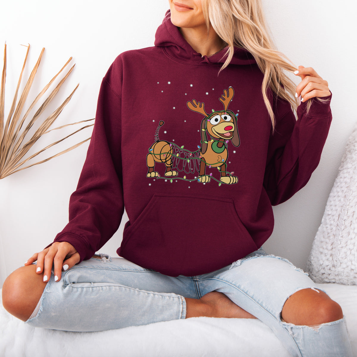 Reindeer Lights Dachshund Christmas Hoodie – String Lights Pup