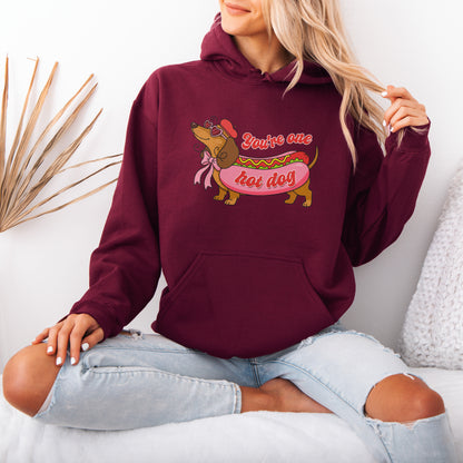 You Are One Hot Dog Dachshund Valentine Hoodie