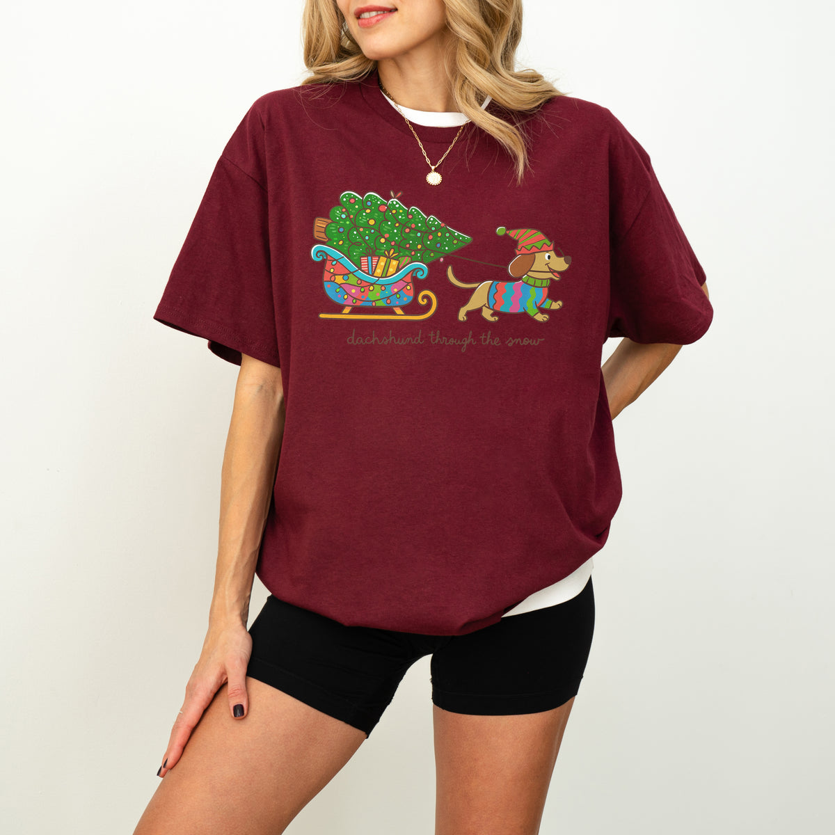 Dachshund Through the Snow Christmas Shirt – Tree Sleigh