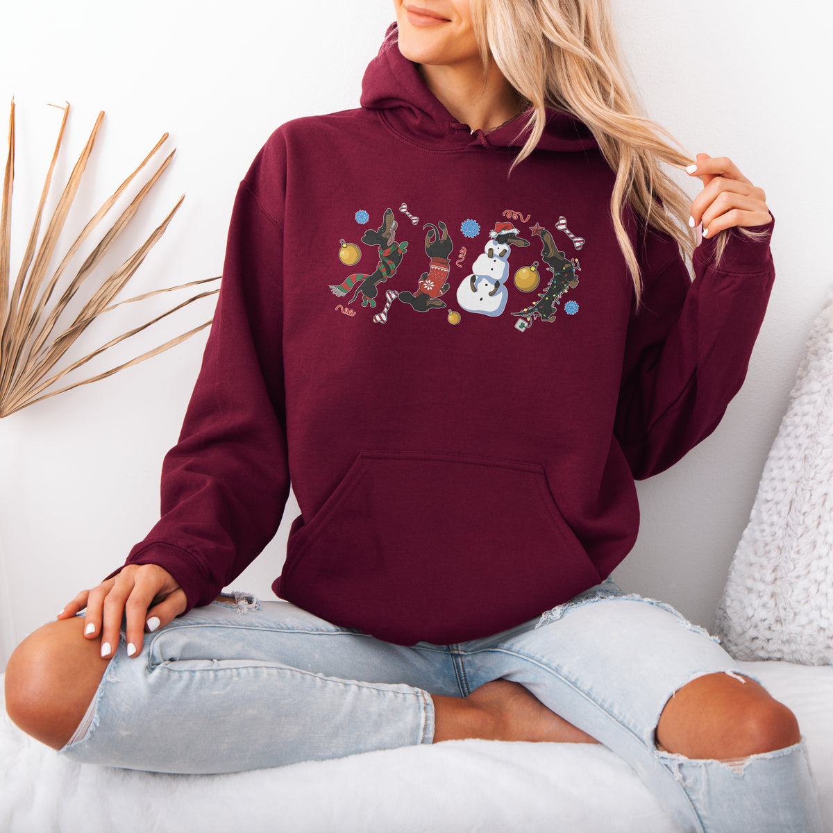 Christmas Dachshund Chaos Hoodie – Funny Holiday Wiener Dog