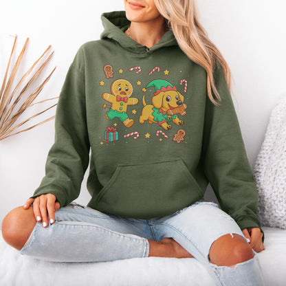 Elf Gingerbread Dachshund Christmas Hoodie