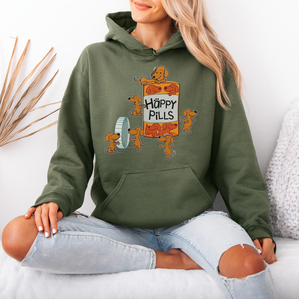 Happy Pills Dachshund Hoodie Cute Doxie Gift