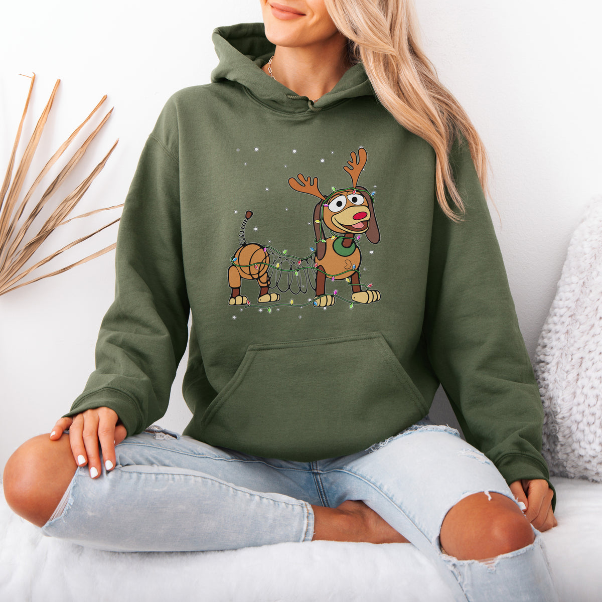 Reindeer Lights Dachshund Christmas Hoodie – String Lights Pup