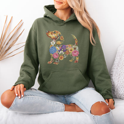 Floral Dachshund Hoodie – Cute Dachshund Lover Gift for Women
