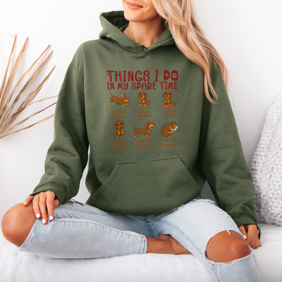 Things I Do In My Spare Time Dachshund Hoodie – Cute Wiener Dog Hoodie for Doxie Lovers