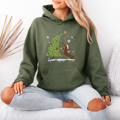 Dachshund Reaching for the Star Christmas Hoodie