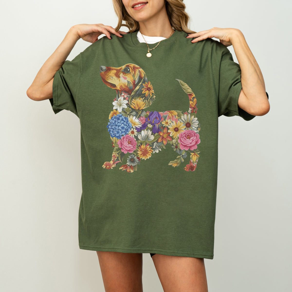 Floral Dachshund Shirt – Cute Dog Mom Gift for Dachshund Lovers