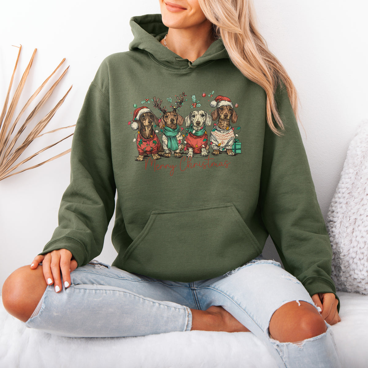 Merry Christmas Dachshund Dog Cute Christmas Puppy Hoodie