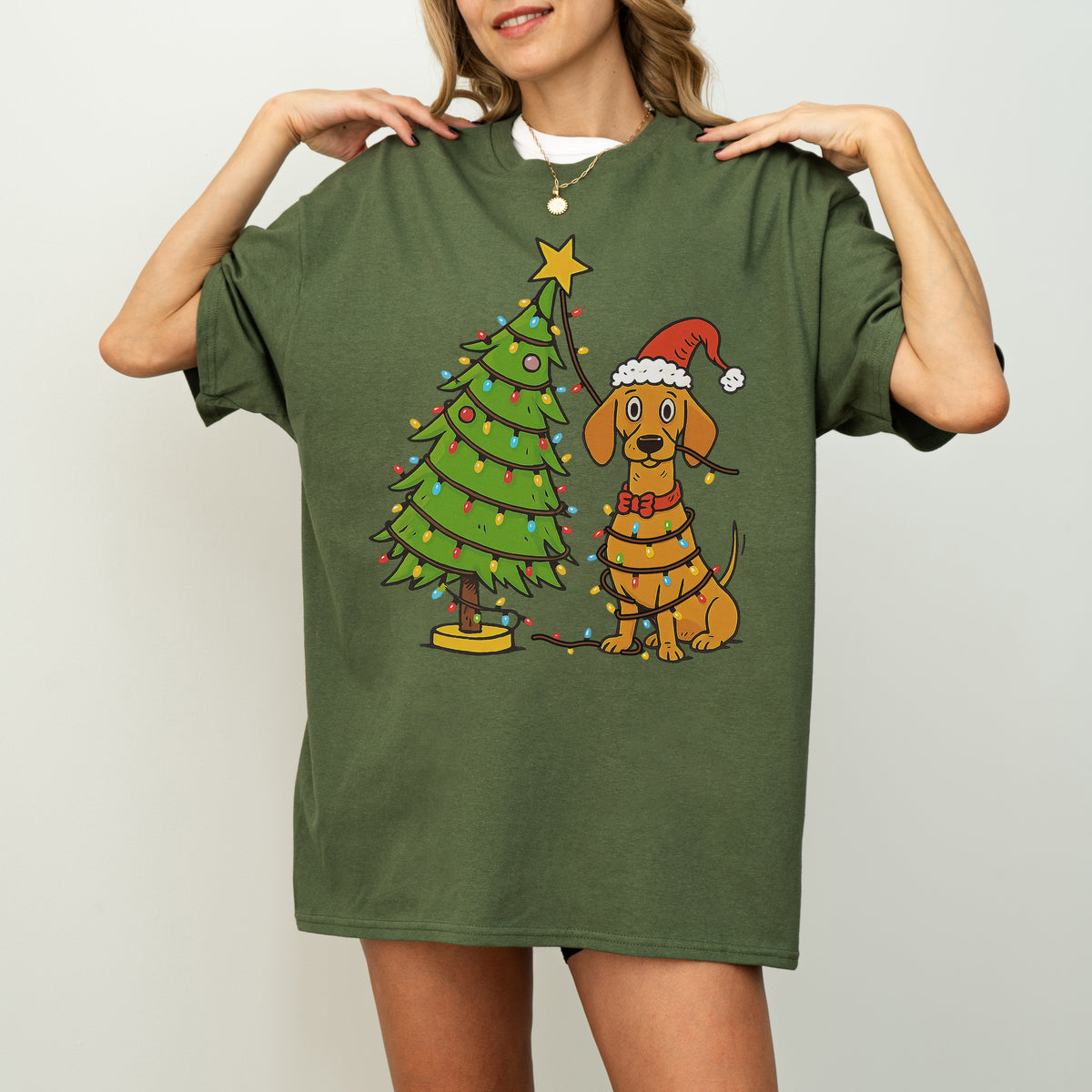 Sausage Dog Christmas Lights Dachshund Shirt – Holiday Gift