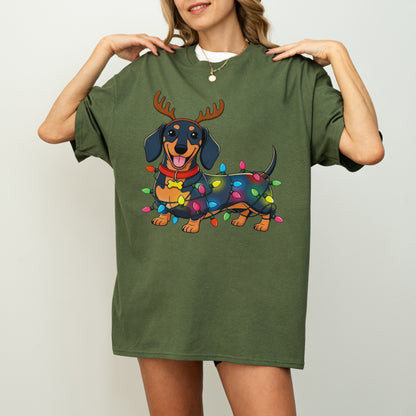 Reindeer Lights Dachshund Christmas Shirt