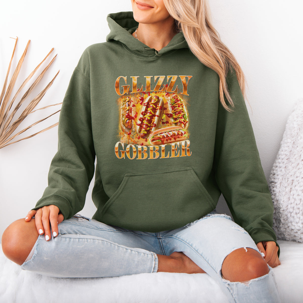 Glizzy Gobbler Hoodie Funny Hot Dog Meme Gift for Food Lovers