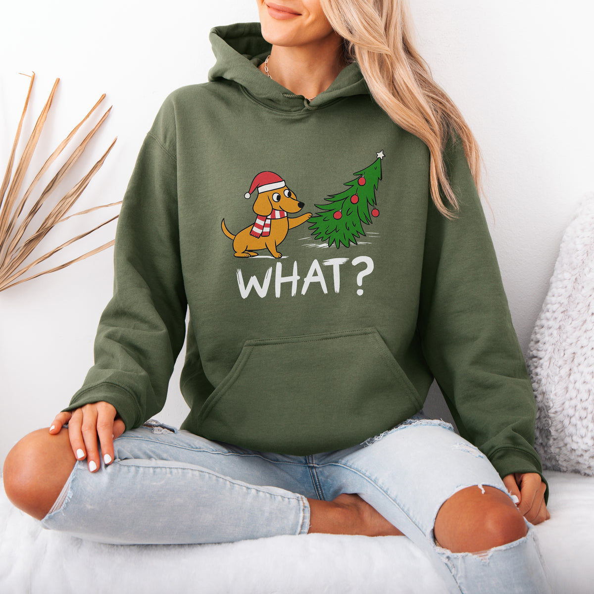 Funny What? Dachshund Christmas Hoodie