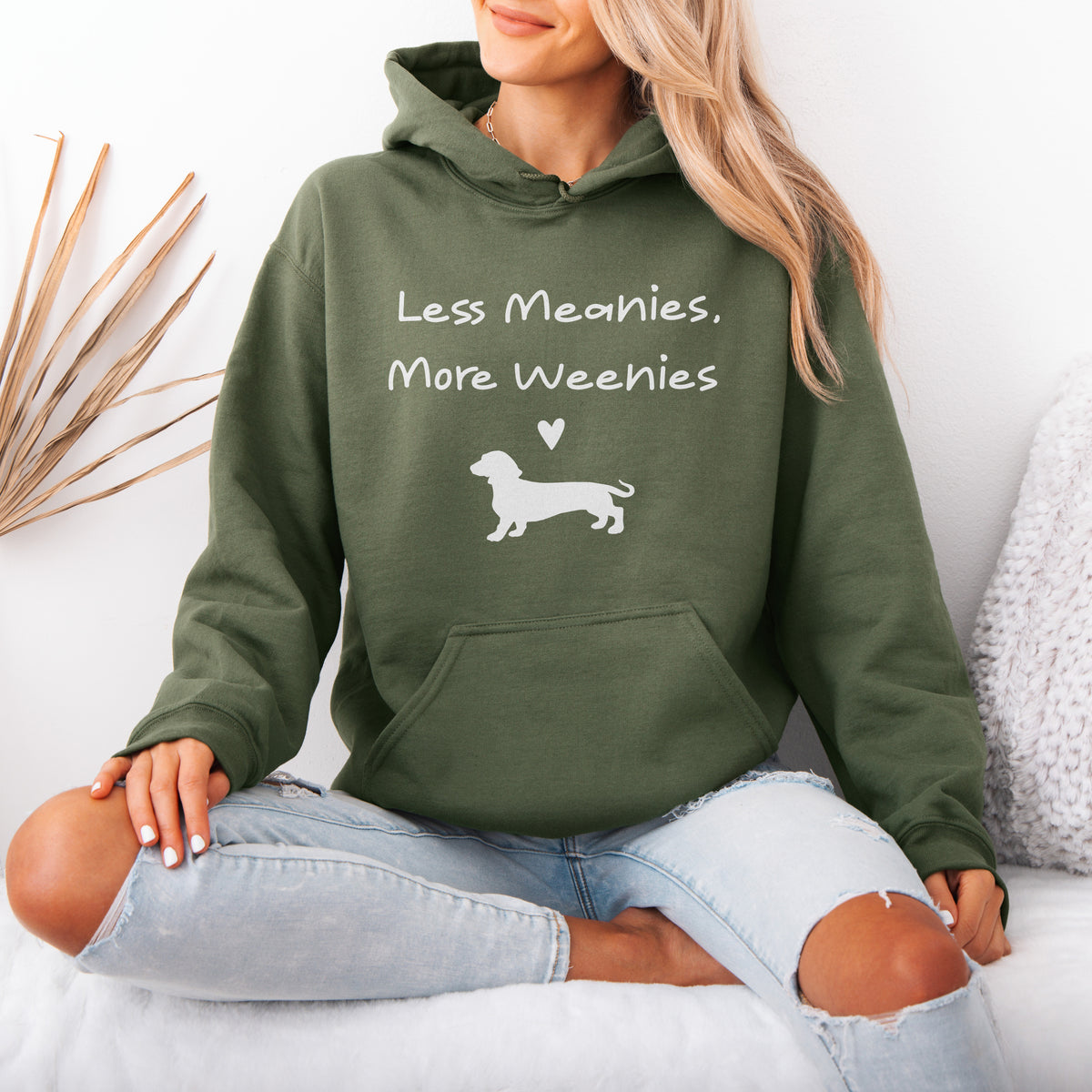 Funny Dachshund Hoodie Less Meanies More Weenies Gift