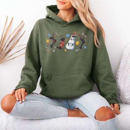 Christmas Dachshund Chaos Hoodie – Funny Holiday Wiener Dog