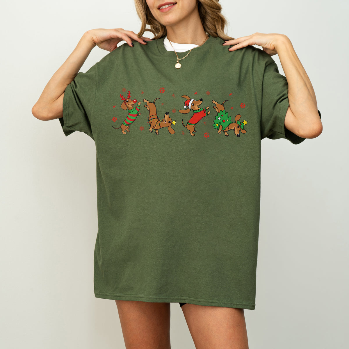 Funny Dachshund Christmas Shirt Dog Lover Gift Xmas Crewneck T
