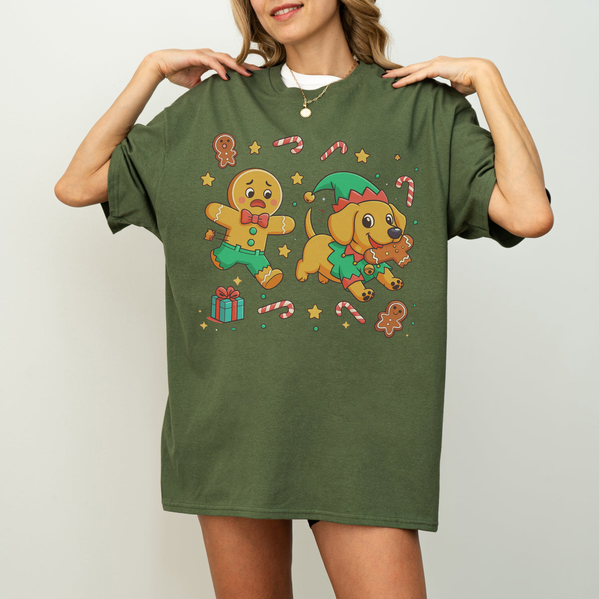 Elf Gingerbread Dachshund Christmas Shirt