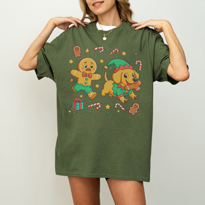 Elf Gingerbread Dachshund Christmas Shirt