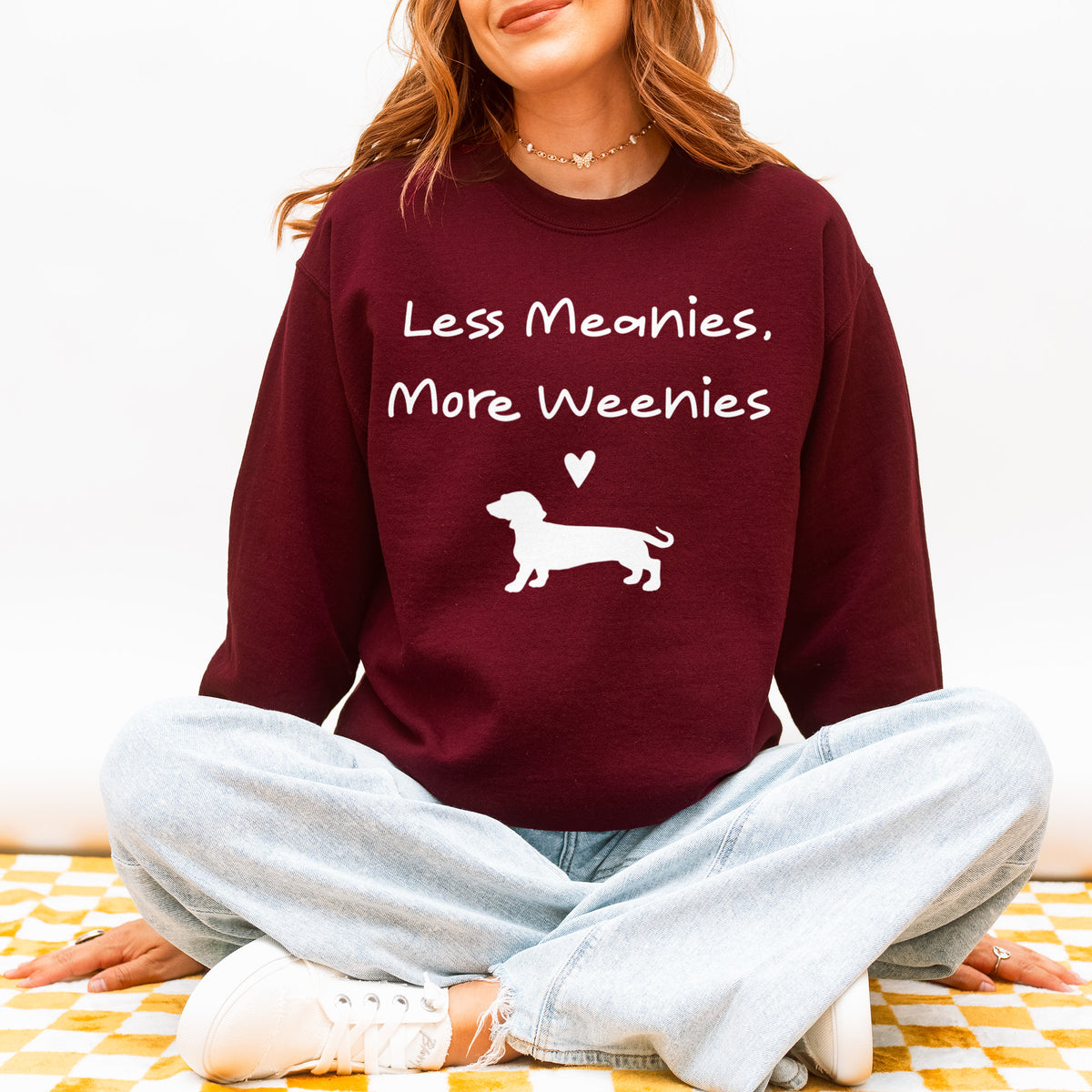 Funny Dachshund Sweatshirt Less Meanies More Weenies Gift