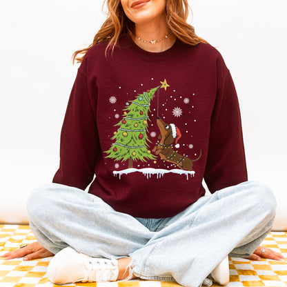 Dachshund Reaching for the Star Christmas Sweatshirt