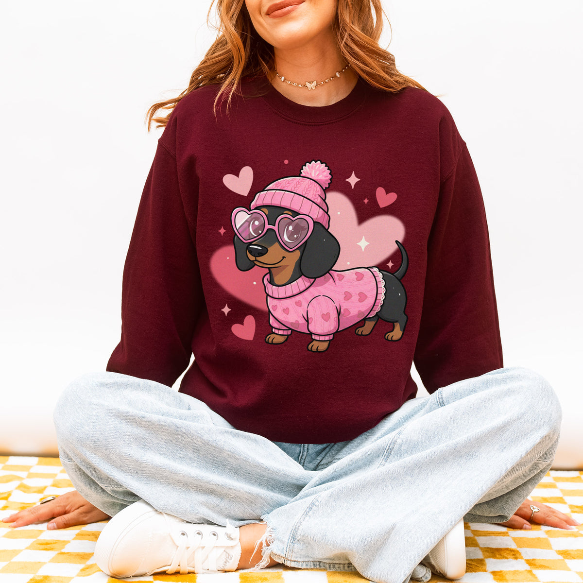 Cute Valentine Dachshund Dog Mom Sweatshirt