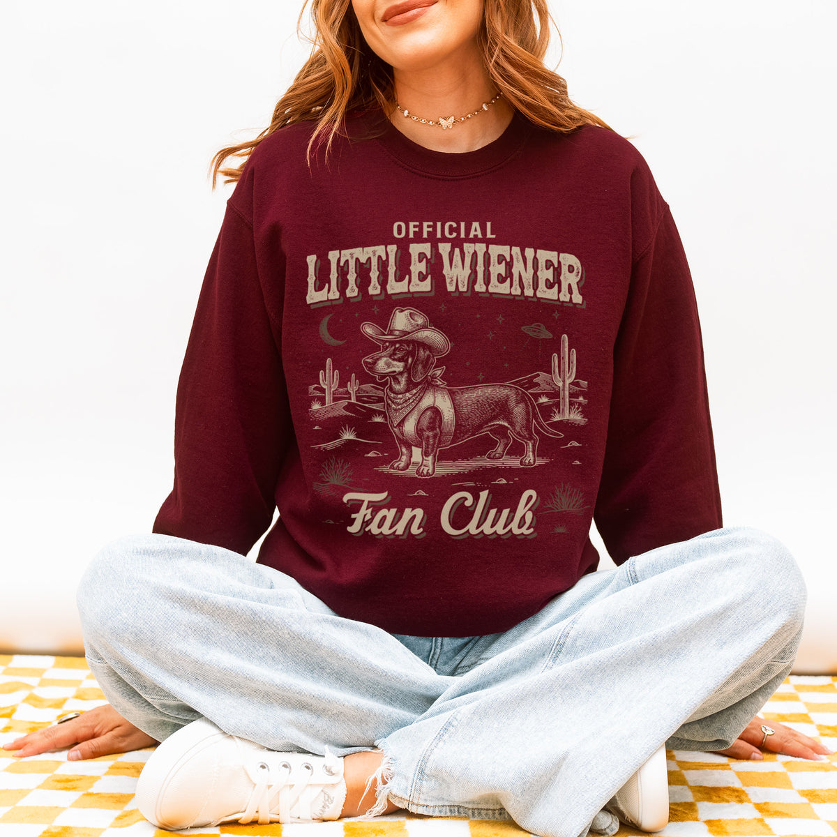 Little Wiener Fan Club Sweatshirt – Vintage Wiener Dog Gift