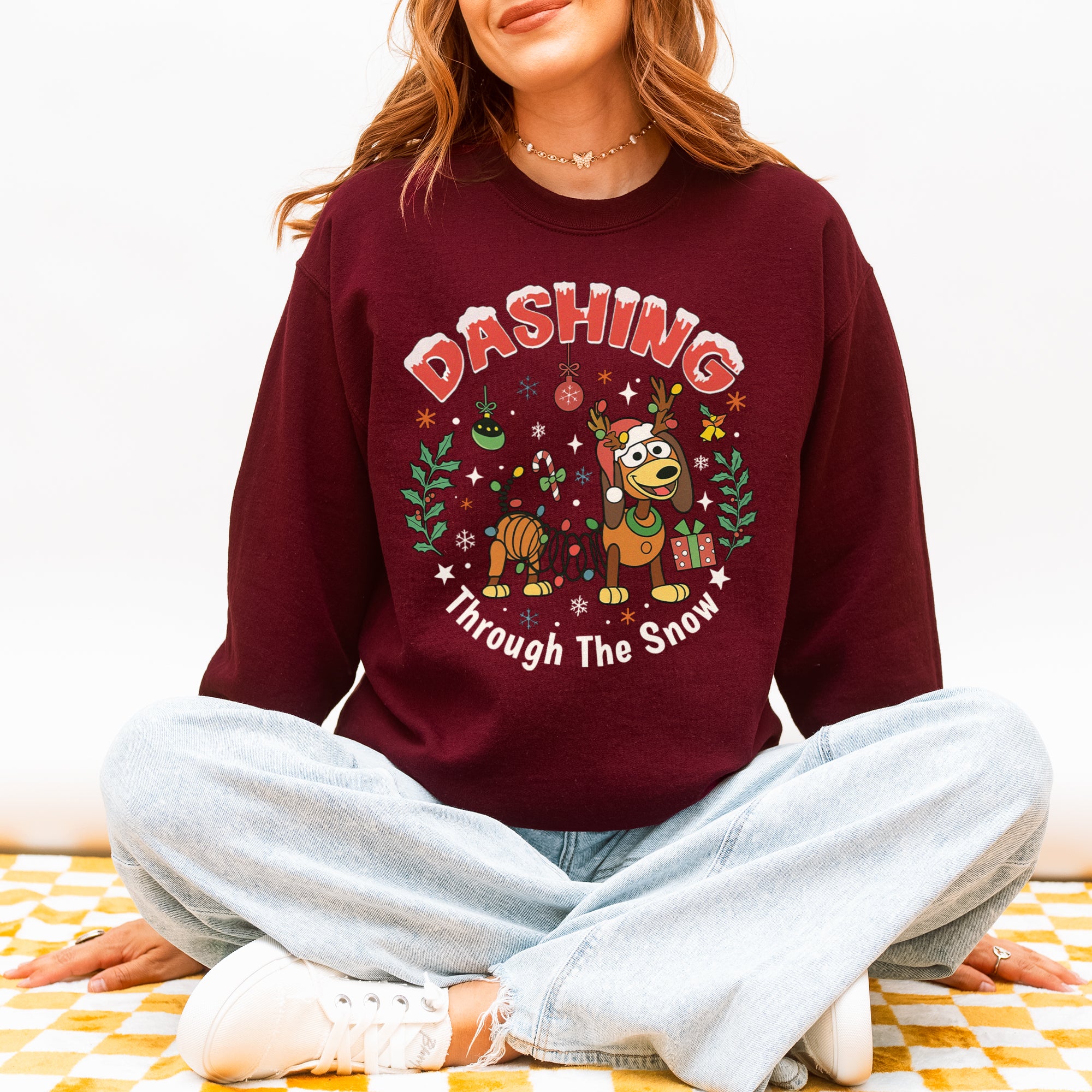 Dashing Through The Snow Slinky Dog Christmas Sweatshirt Disney Toy Story Holiday Sweater
