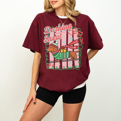 Dashing Through the Snow Dachshund Christmas Shirt