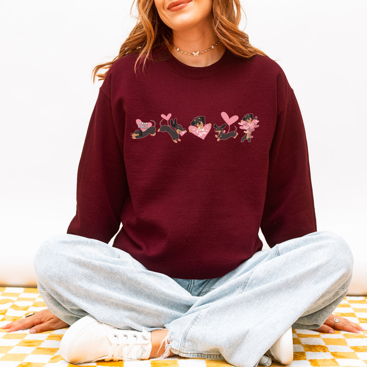 Valentine Dachshund Love Sweatshirt – Cozy Dog Valentine Art