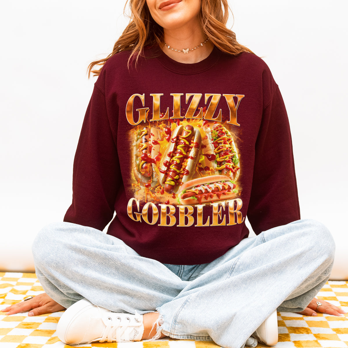 Glizzy Gobbler Sweatshirt Funny Hot Dog Meme Gift for Food Lovers