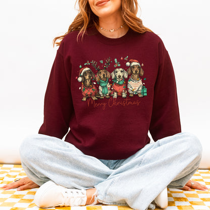 Merry Christmas Dachshund Dog Cute Holiday Puppy Sweatshirt