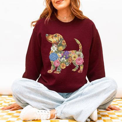 Floral Dachshund Sweatshirt - Cute Dog Mom Gift for Dachshund Lovers
