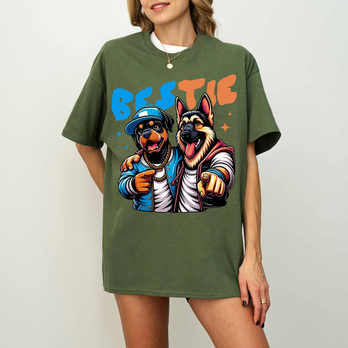 Bestie Funny Dog T-Shirt German Shepherd and Rottweiler