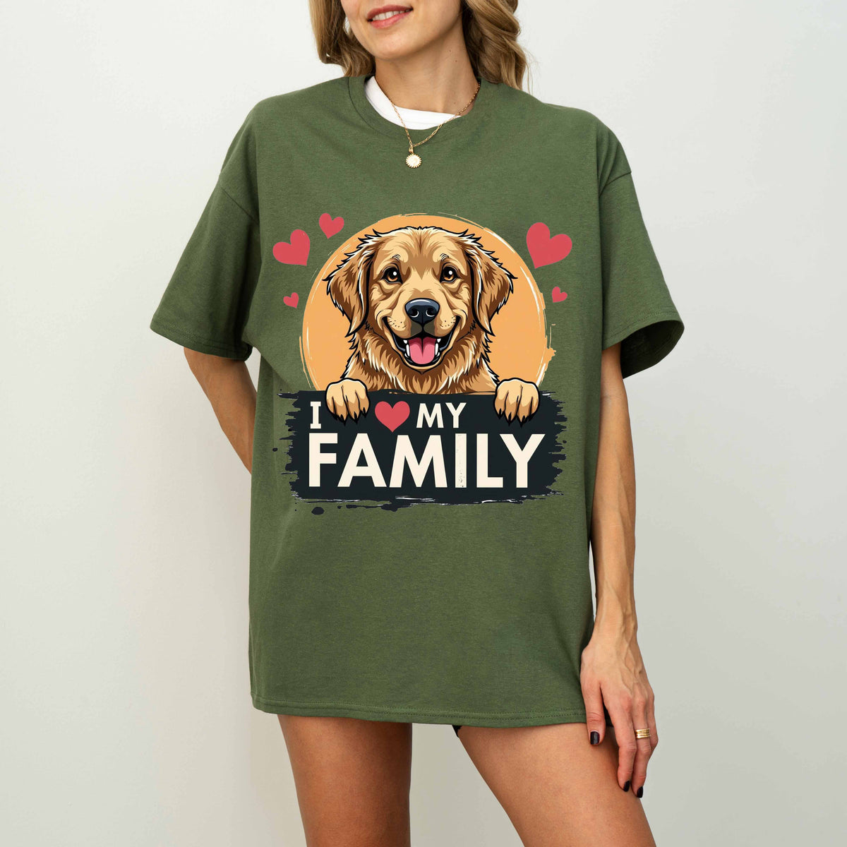 I Love My Family Golden Retriever Dog T-Shirt