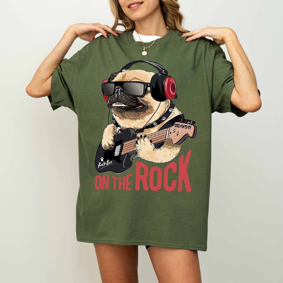 On the Rock Pug Funny Dog T-Shirt