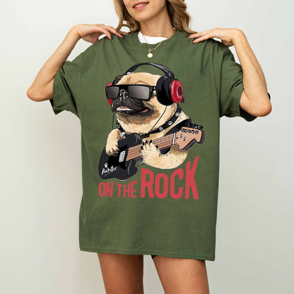 On the Rock Pug Funny Dog T-Shirt