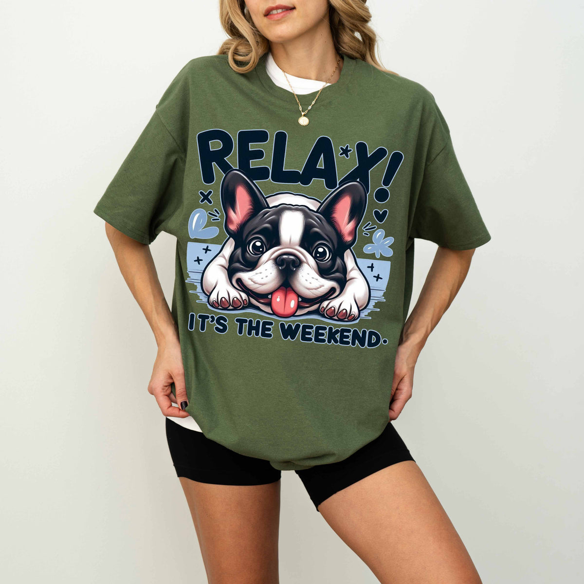 Relax It’s the Weekend Funny French Bulldog Dog T-Shirt