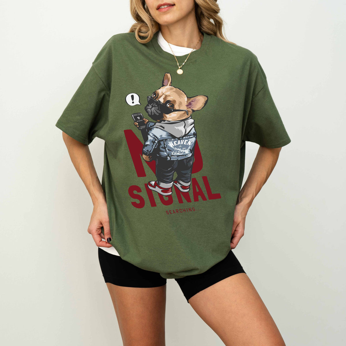 No Signal Searching French Bulldog Memorial Dog T-Shirt