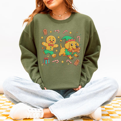 Elf Gingerbread Dachshund Christmas Sweatshirt