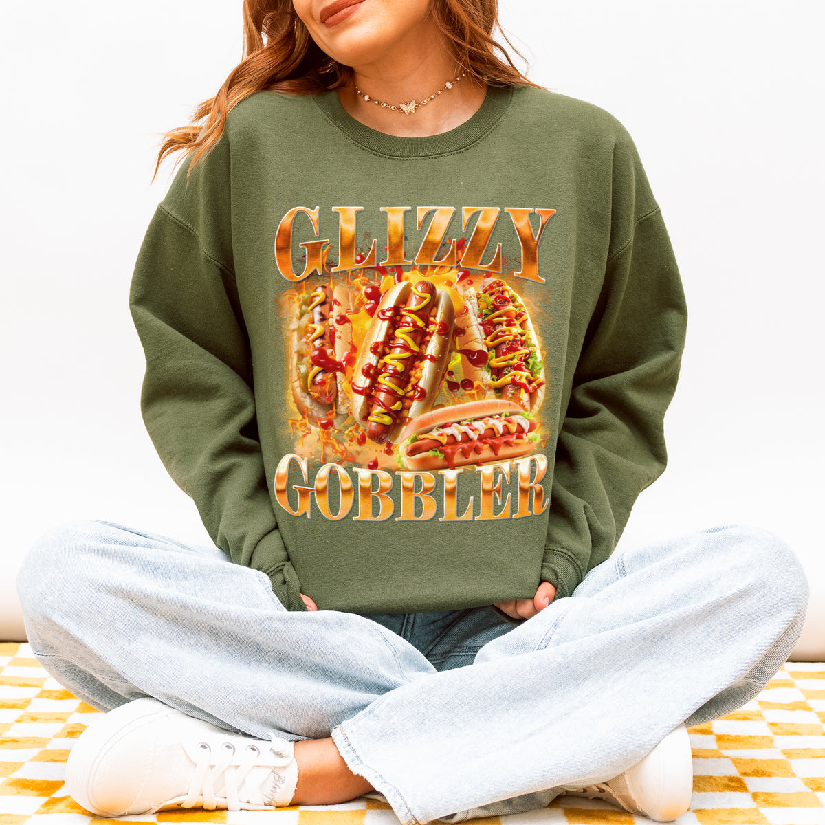 Glizzy Gobbler Sweatshirt Funny Hot Dog Meme Gift for Food Lovers