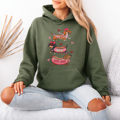 Cute Hot Dog Dachshund Valentine Hoodie