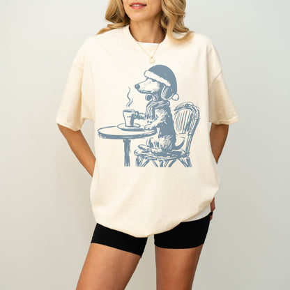 Vintage Dachshund Shirt Funny French Coffee Dog Tee