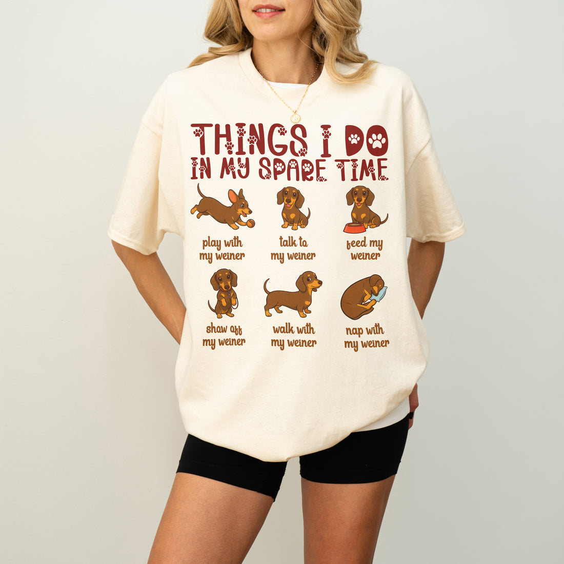 Things I Do in My Spare Time Dachshund Shirt – Funny Wiener Dog Tee for Dog Lovers, Cute Doxie Gift