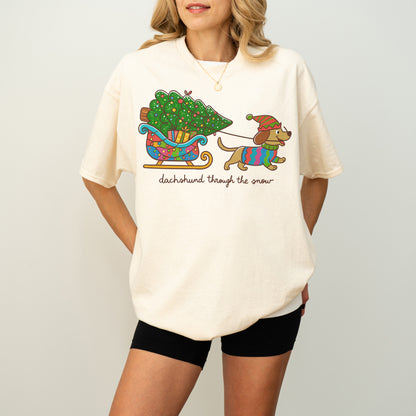 Dachshund Through the Snow Christmas Shirt – Tree Sleigh